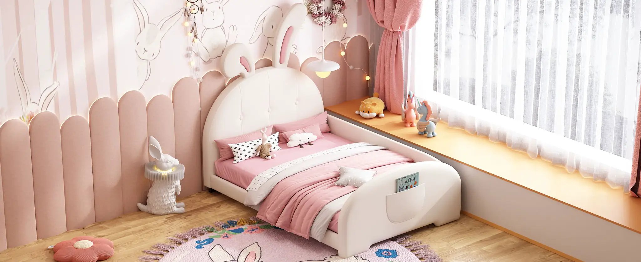 Upholstered Rabbit-Shape Princess Bed With Headboard And Footboard by HouseOfZazla