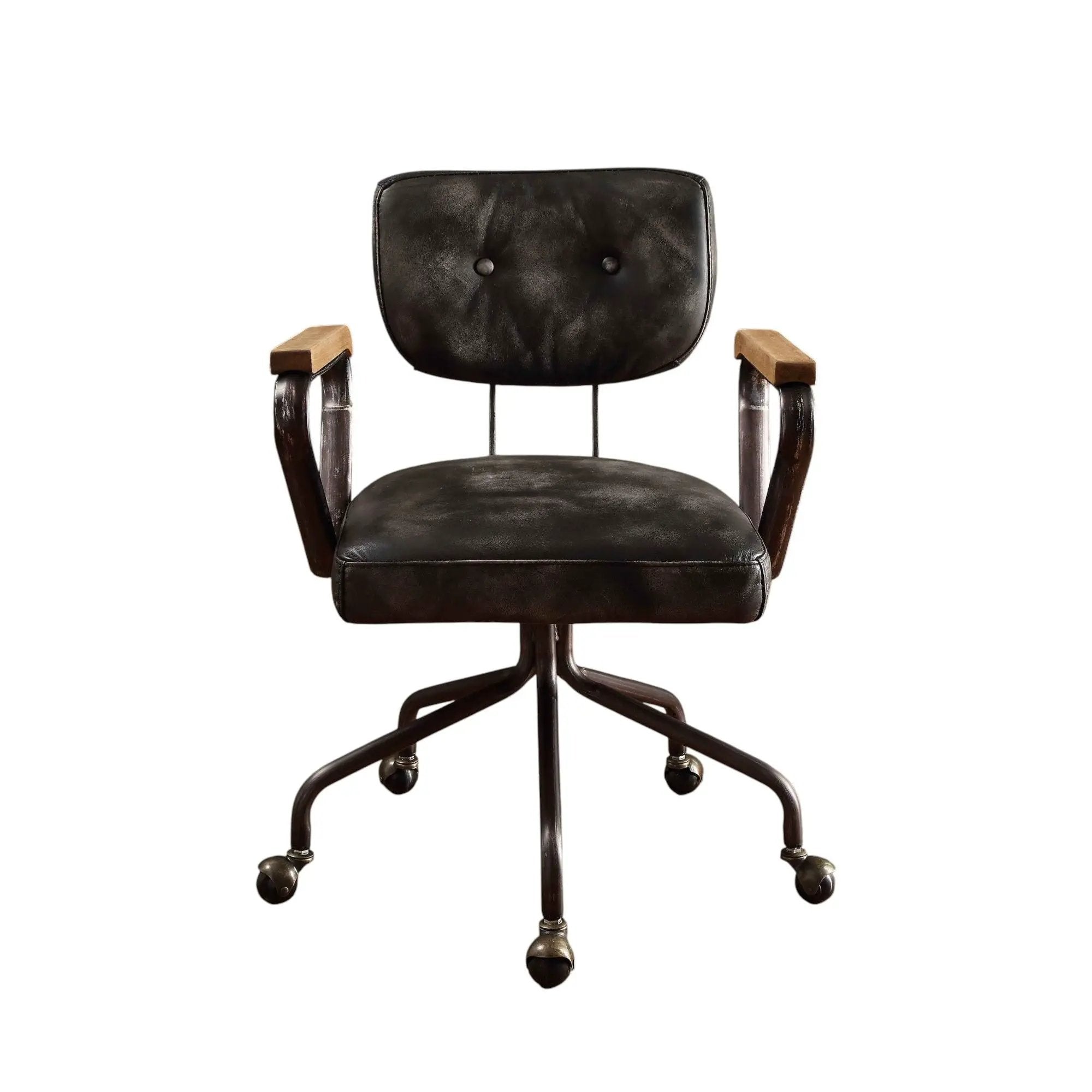 Hallie - Top Grain Leather Office Chair - Vintage Black by Unique Piece Furniture