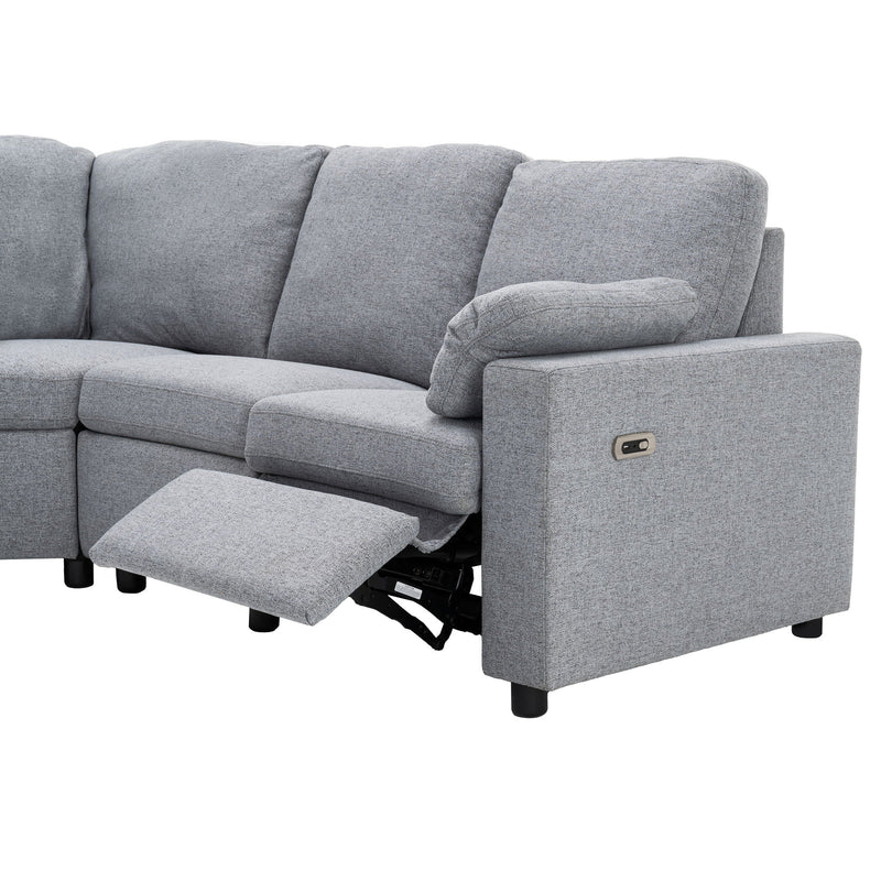 Power Recliner Sectional Sofa Home Theater Reclining Sofa With Two USB Ports, Two Storage Drawers For Living Room by HouseOfZazla