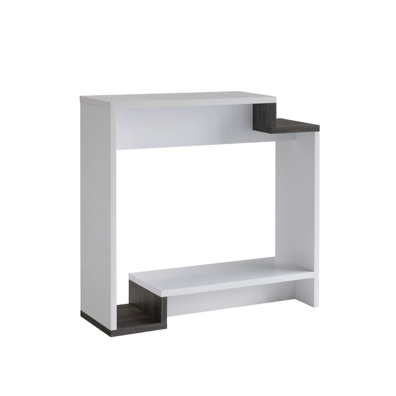Contemporary Console Table With Two Open Shelves - White / Gray by Unique Piece Furniture