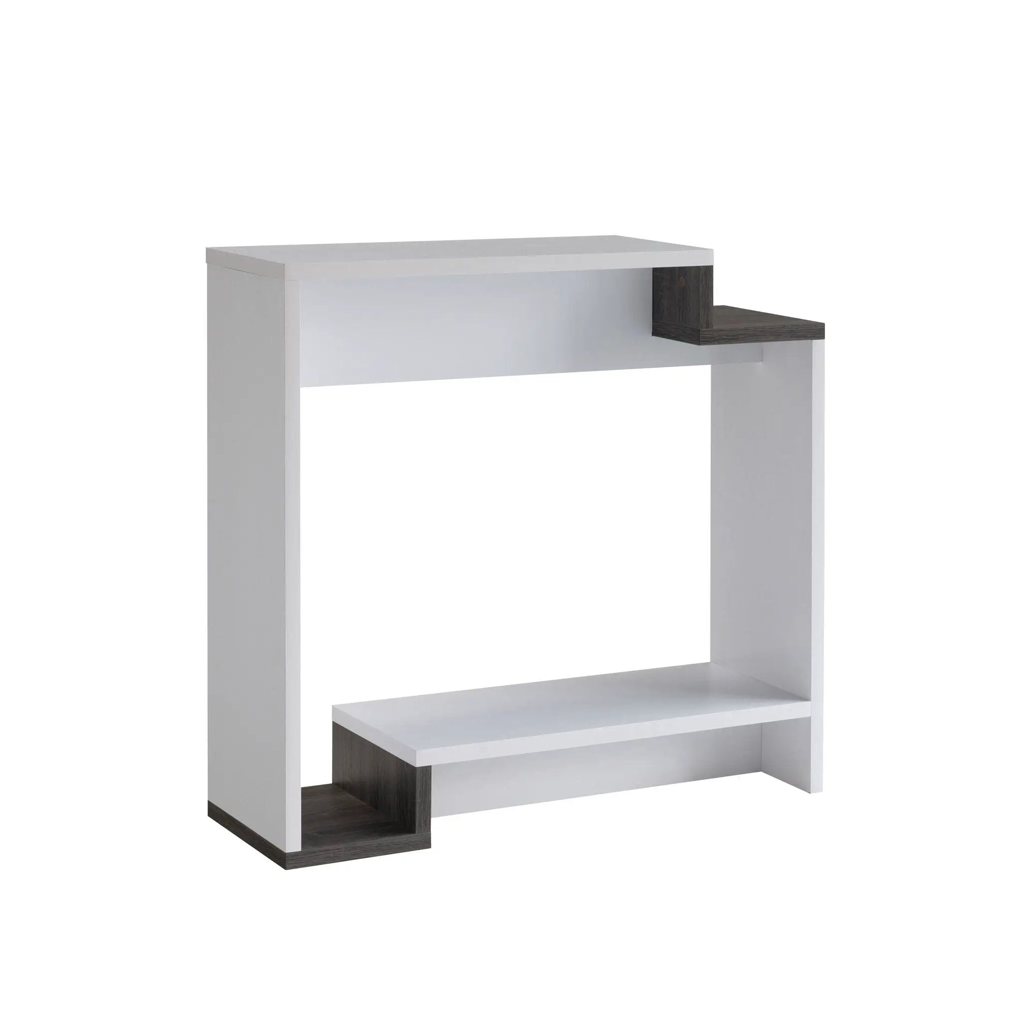 Contemporary Console Table With Two Open Shelves - White / Gray by HouseOfZazla