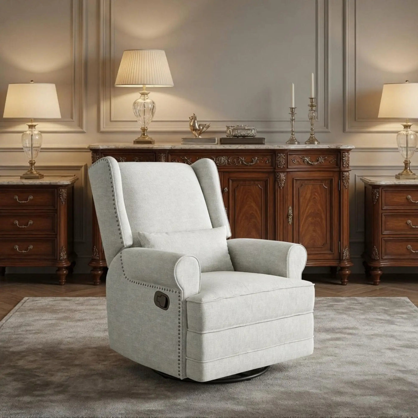 Extra Wide Swivel Recliner Glider Chair With Footrest by HouseOfZazla