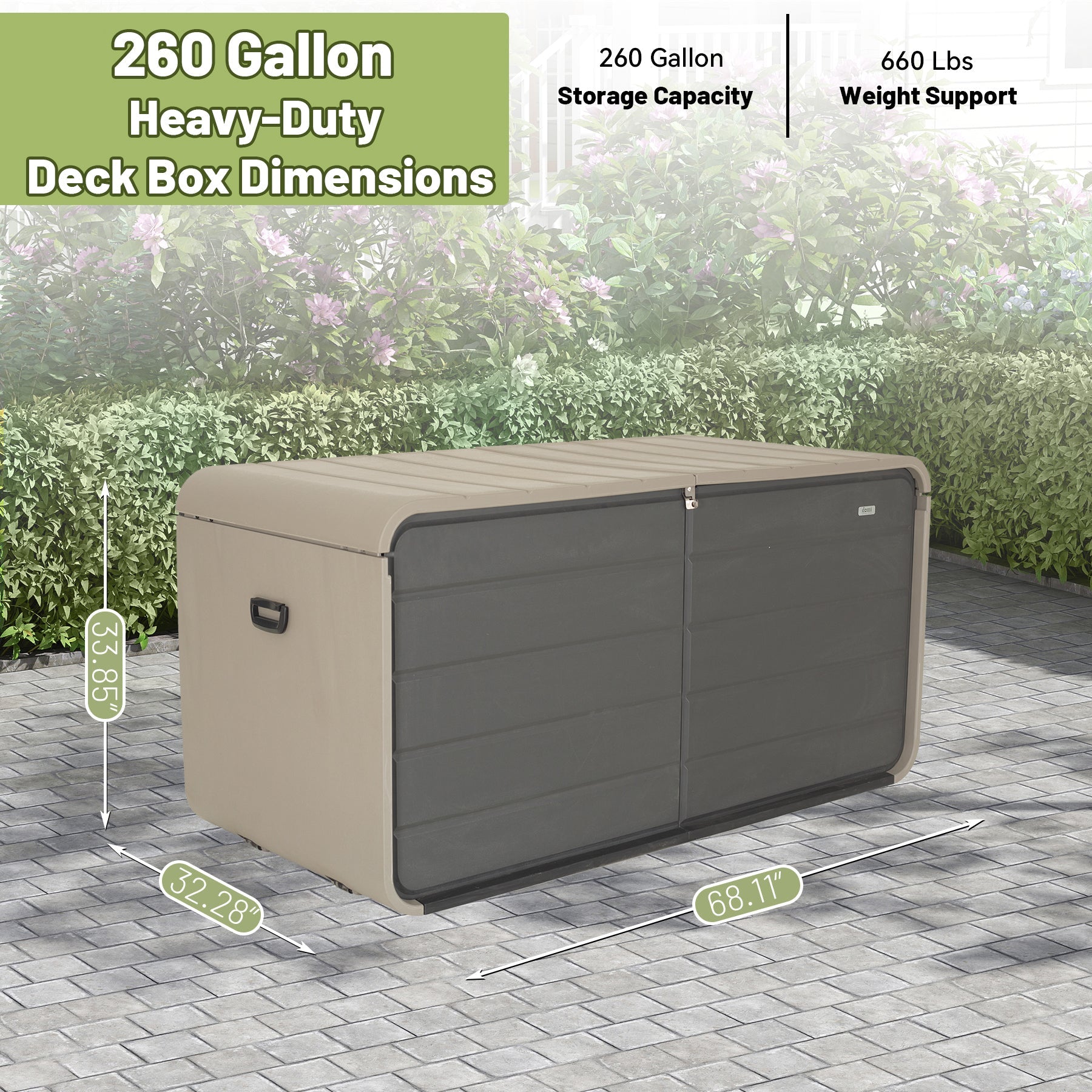 260 Gallon Plastic Deck Box with Lock and Wheels by HouseOfZazla