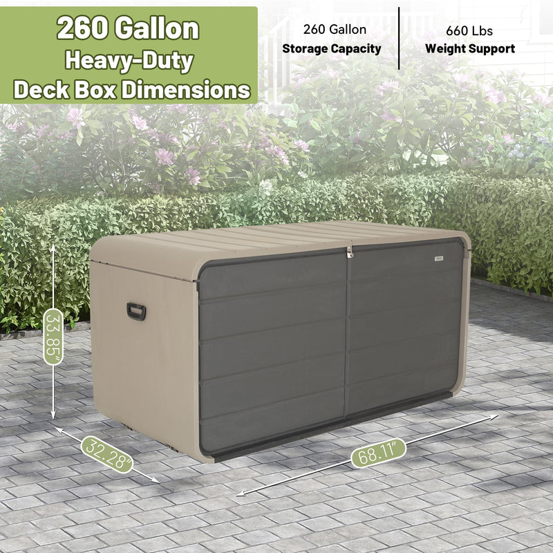 260 Gallon Plastic Deck Box with Lock and Wheels by HouseOfZazla