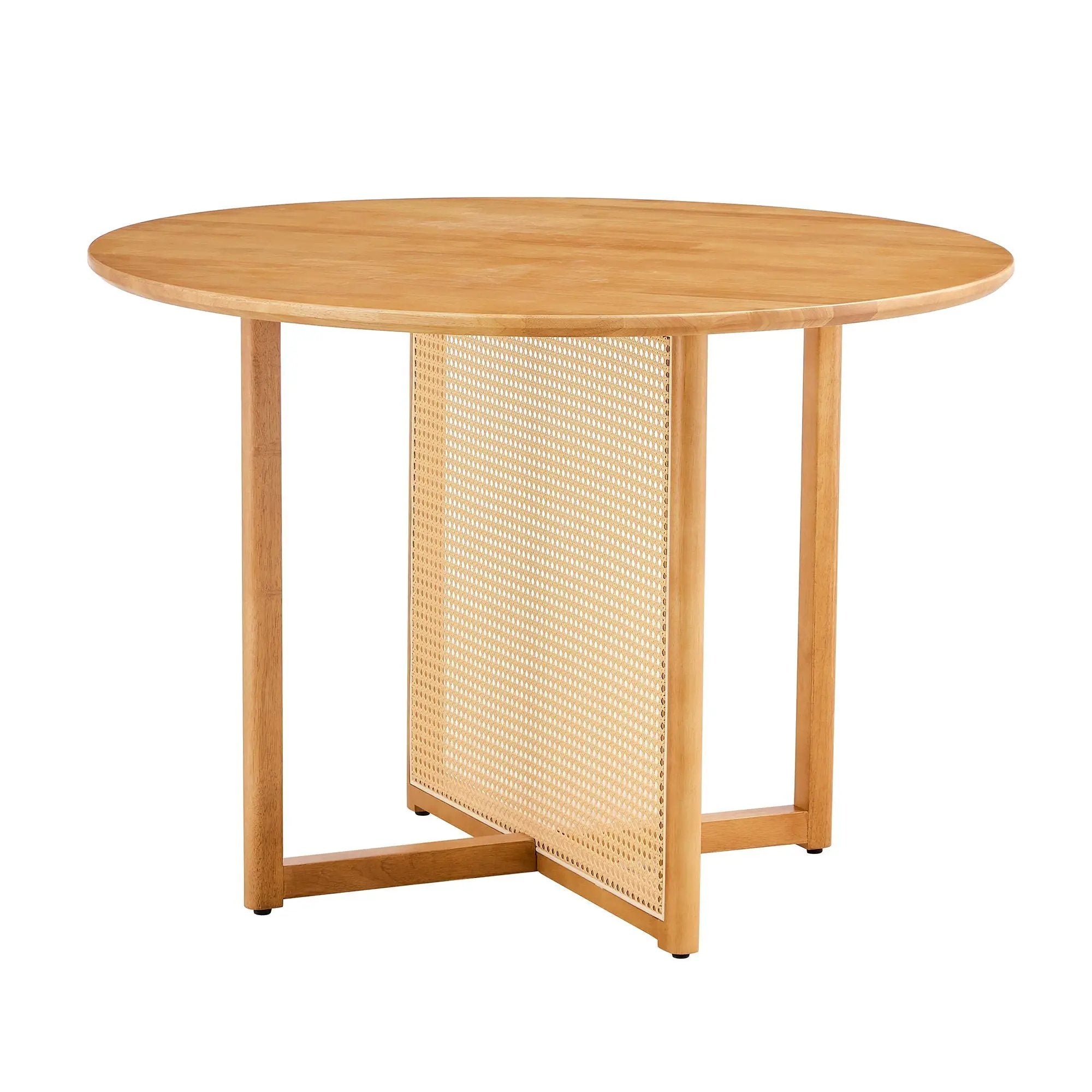Chinese Countryside Retro Solid Wood Round Table, Simple Modern Imitation Rattan Table - Wood by HouseOfZazla