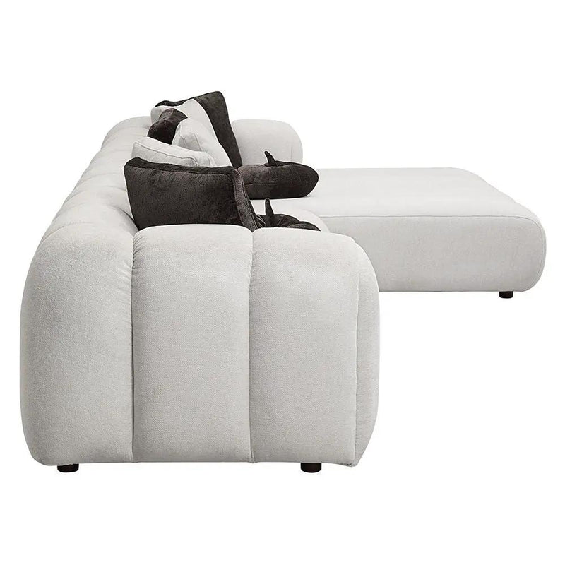 Manilla - Sectional Sofa With 8 Pillows - Ivory White Linen by Unique Piece Furniture