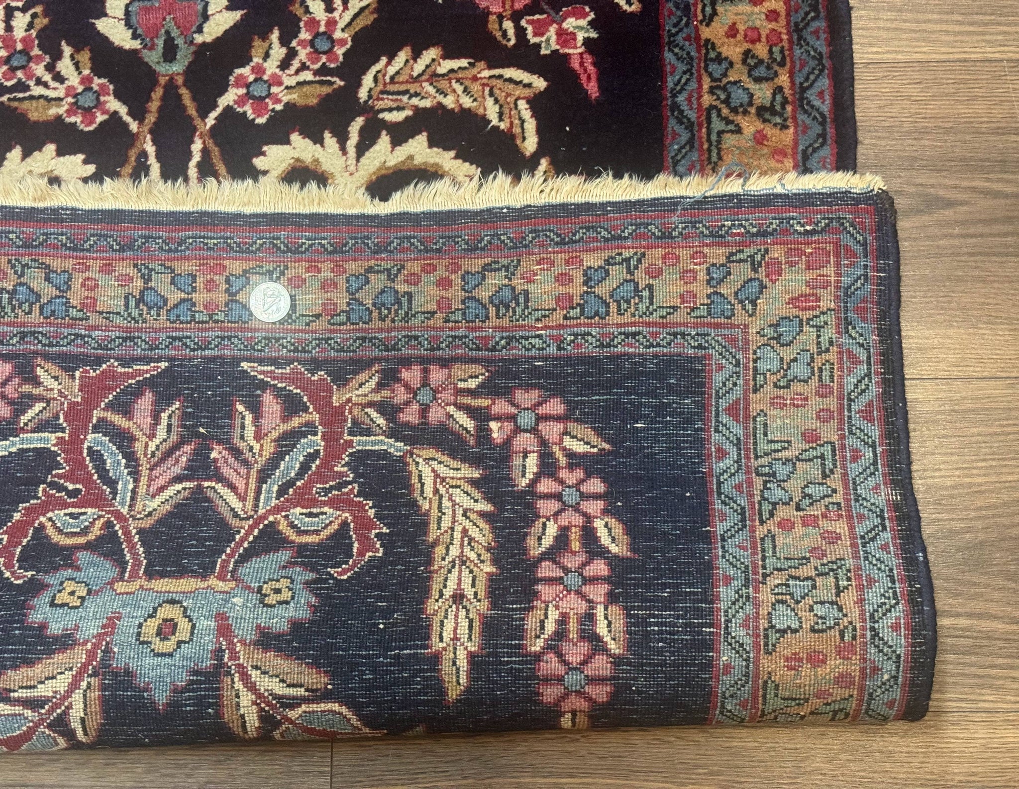 Antique Persian Kerman Rug 2.8 x 4, Navy Blue, Floral by Jewel Rugs