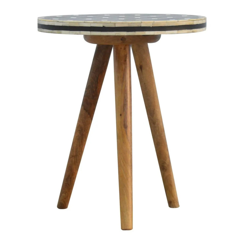 Inlay Bone Tripod Stool - Beige / White by Unique Piece Furniture