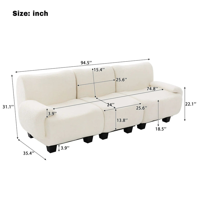 3 Seater Sofa Couch With Curved Armrests by HouseOfZazla