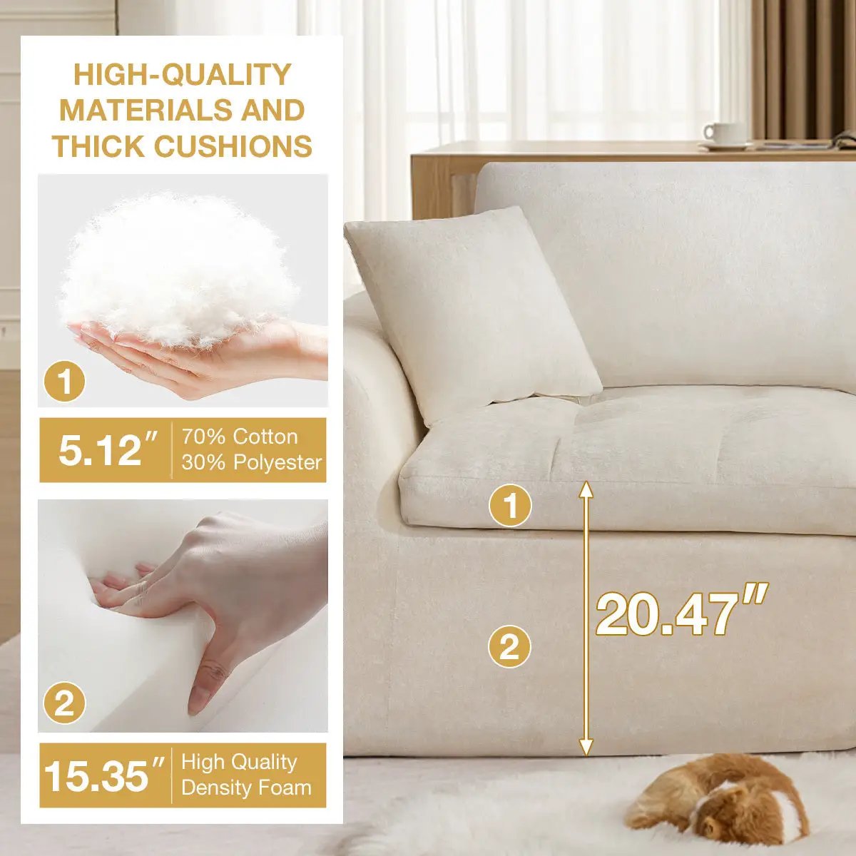 110'' Cloud Sectional Couch for Living Room by HouseOfZazla