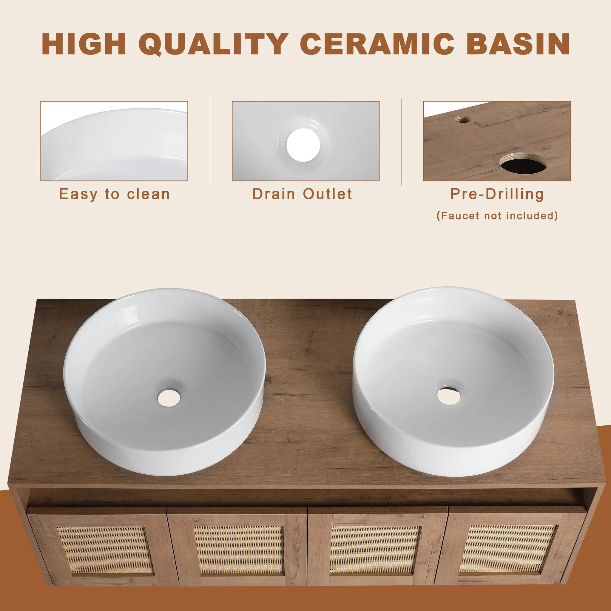 48" Bathroom Vanity with Ceramic Art Sinks by HouseOfZazla