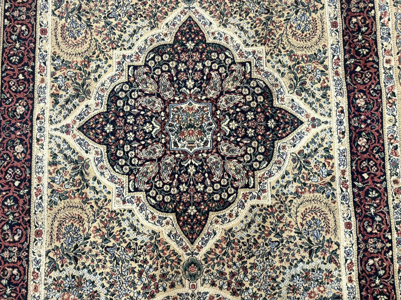 Persian Rug 8x11, Belgium Power Loomed Rug, Kirman Lavar Floral Design, Vintage Rug by Jewel Rugs