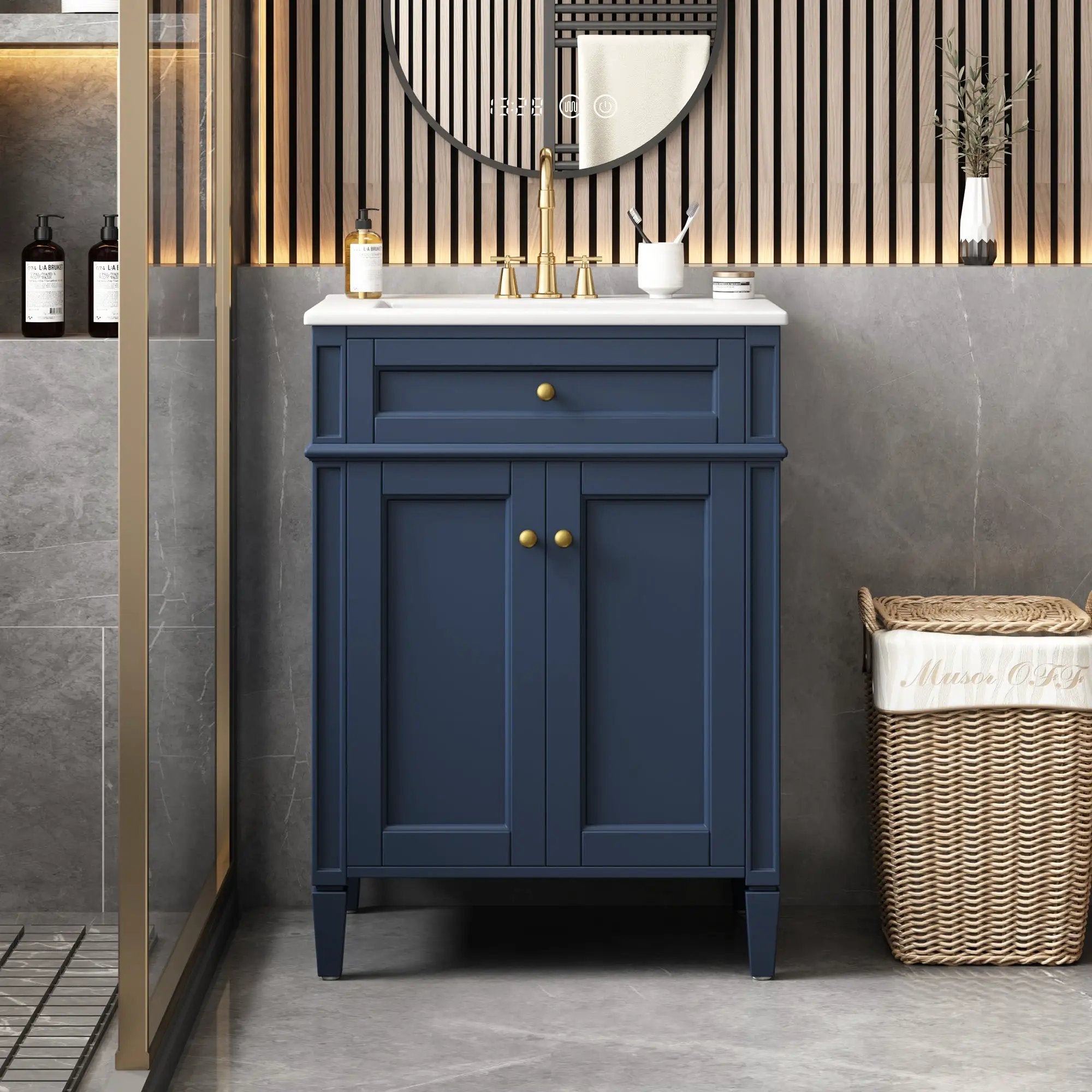 24" Bathroom Vanity with 2 Doors and Tip-Out Drawer by HouseOfZazla