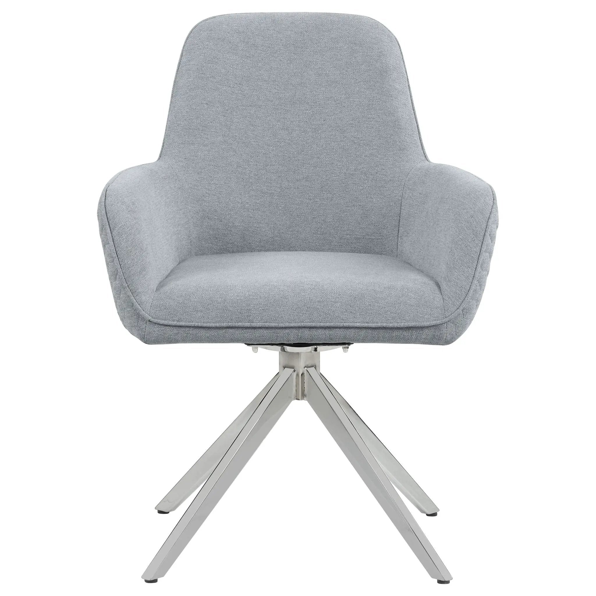 Abby Fabric Upholstered Swivel Dining Arm Chair Light Grey by Unique Piece Furniture