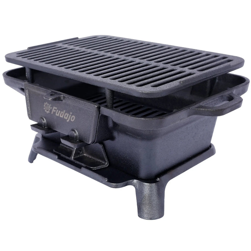 Oval Cast Iron Grill Outdoor Portable Charcoal Tabletop Skillet by HouseOfZazla