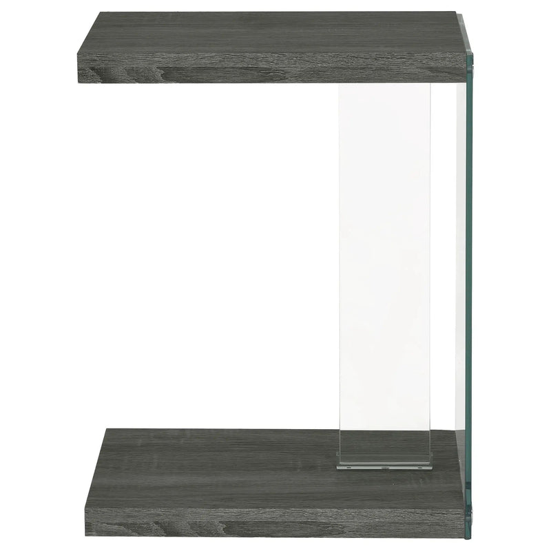 Colby Engineered Wood C-Shaped Side Table Weathered Grey by Unique Piece Furniture
