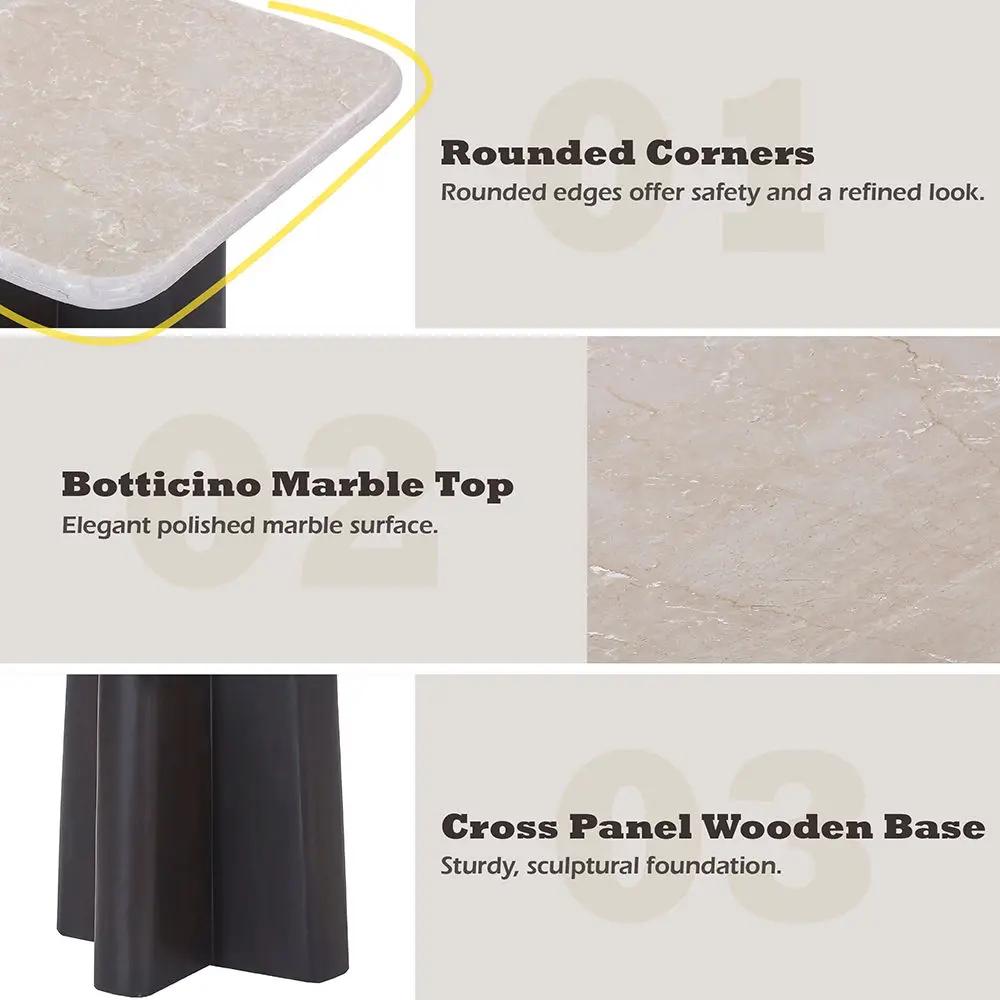 Jacory - End Table With Bottocino Marble Top - Beige / Espresso by Unique Piece Furniture