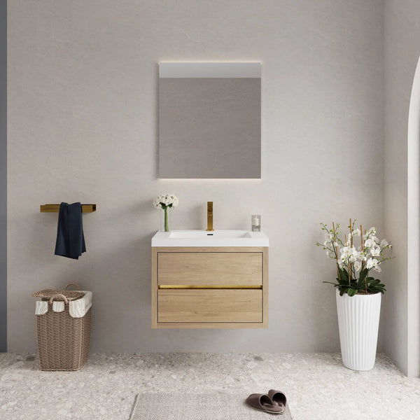30" Wall-Mounted Bathroom Vanity with Sink, Floating Storage Cabinet