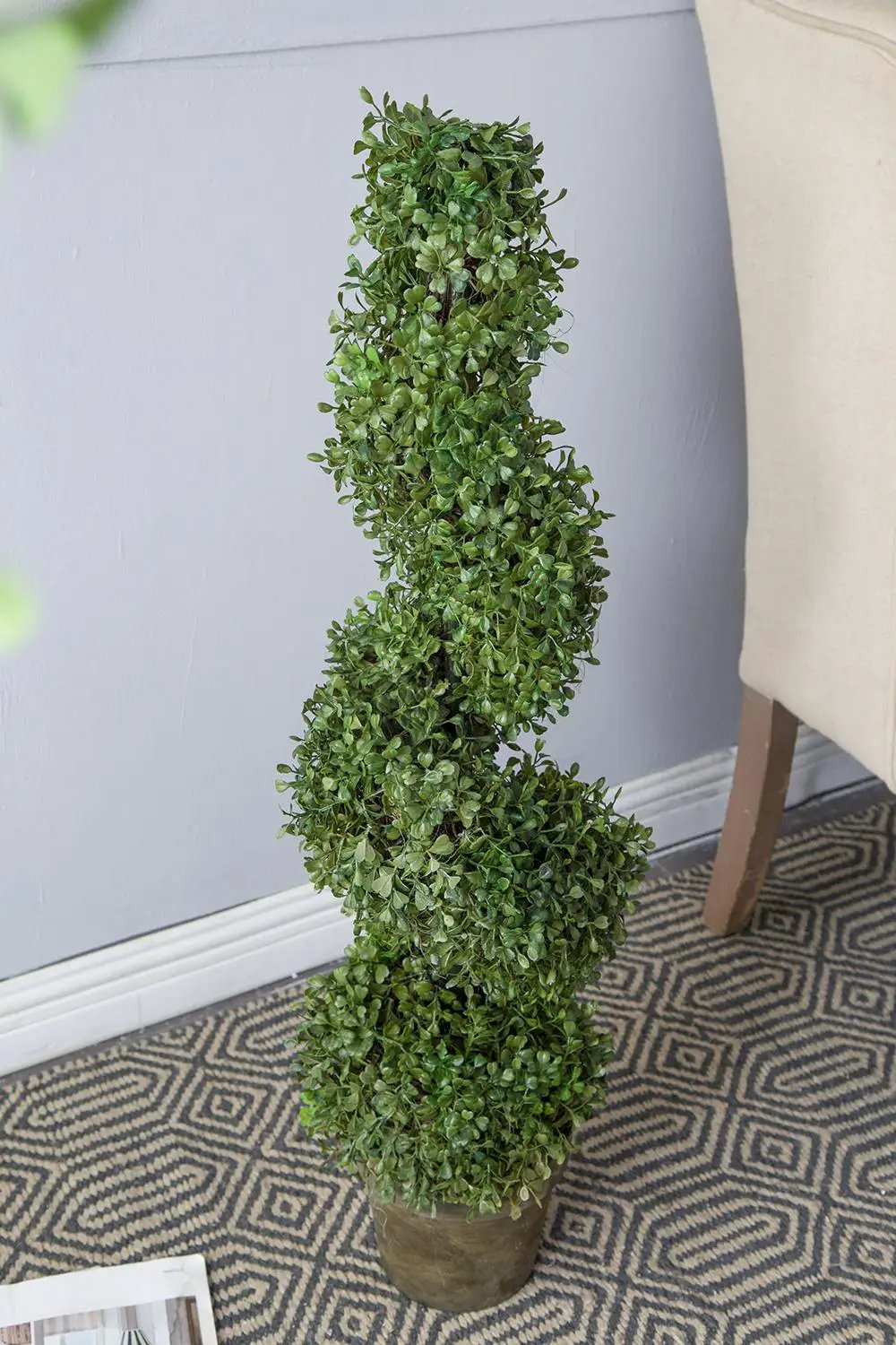 7.5x7.5x35" 3 Foot Tall Artificial Spiral Boxwood Tree by HouseOfZazla