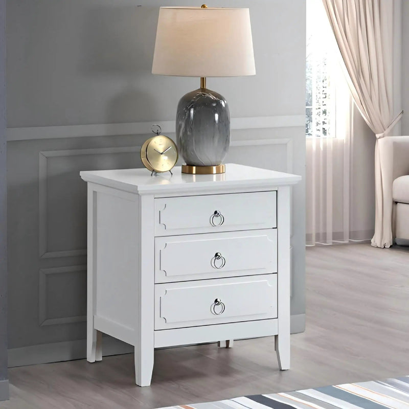 Hammond - 3 Drawer Nightstand - White by HouseOfZazla
