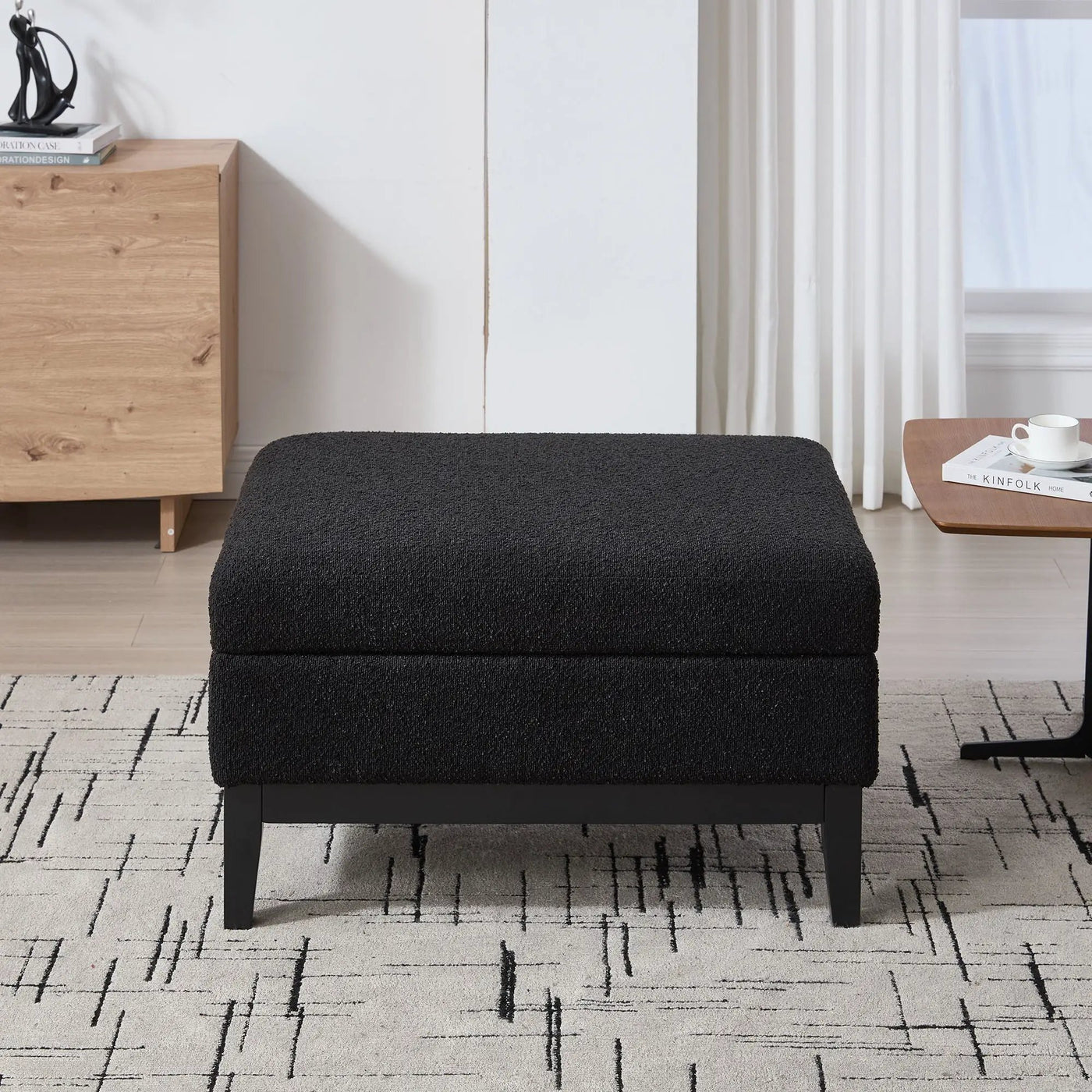 Upholstered Storage Ottoman With Reversible Lid Coffee Table With Rubberwood Legs by Unique Piece Furniture