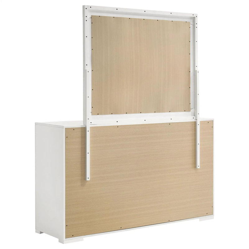 Ives 6-drawer Dresser and Mirror White High Gloss by Unique Piece Furniture