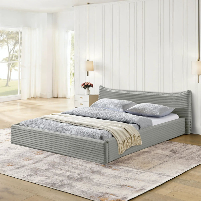Modern Upholstered Bed Frame With Curved Headboard by HouseOfZazla
