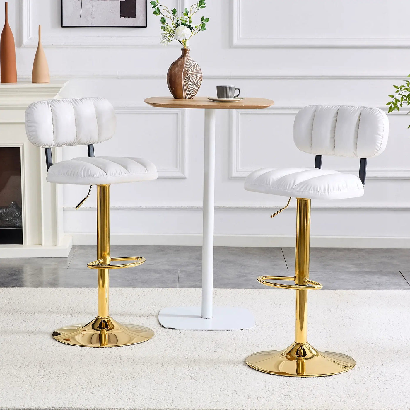 Adjustable Height Bar Stools & Footrest For Kitchen Island (Set of 2) by Unique Piece Furniture