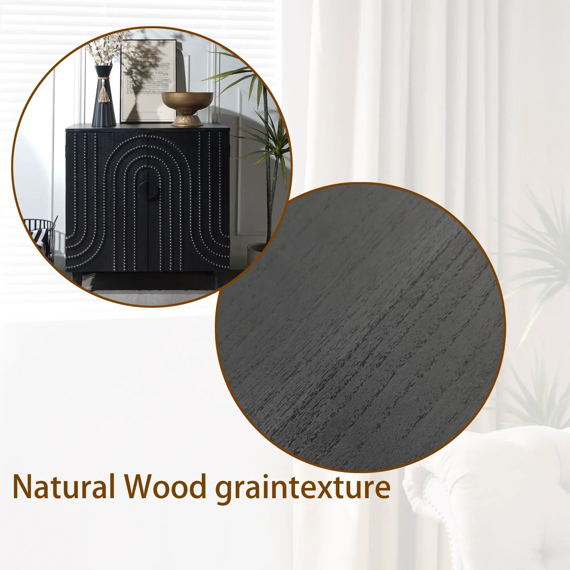 Modern Black Wood Storage Cabinet with Decorative Door by HouseOfZazla
