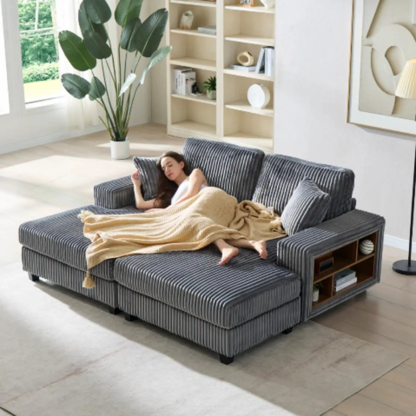 Convertible Sectional Sofa, Sleeper Oversized Living Room Lounge by Unique Piece Furniture