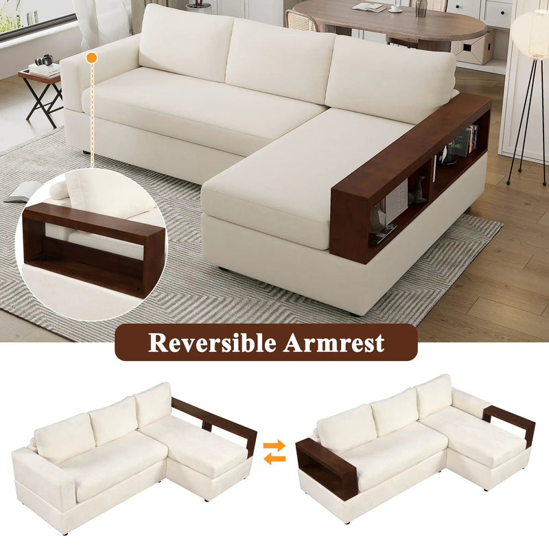 Sectional Sofa Upholstered Sofa Couch With Reversible Armrests For Living Room by HouseOfZazla