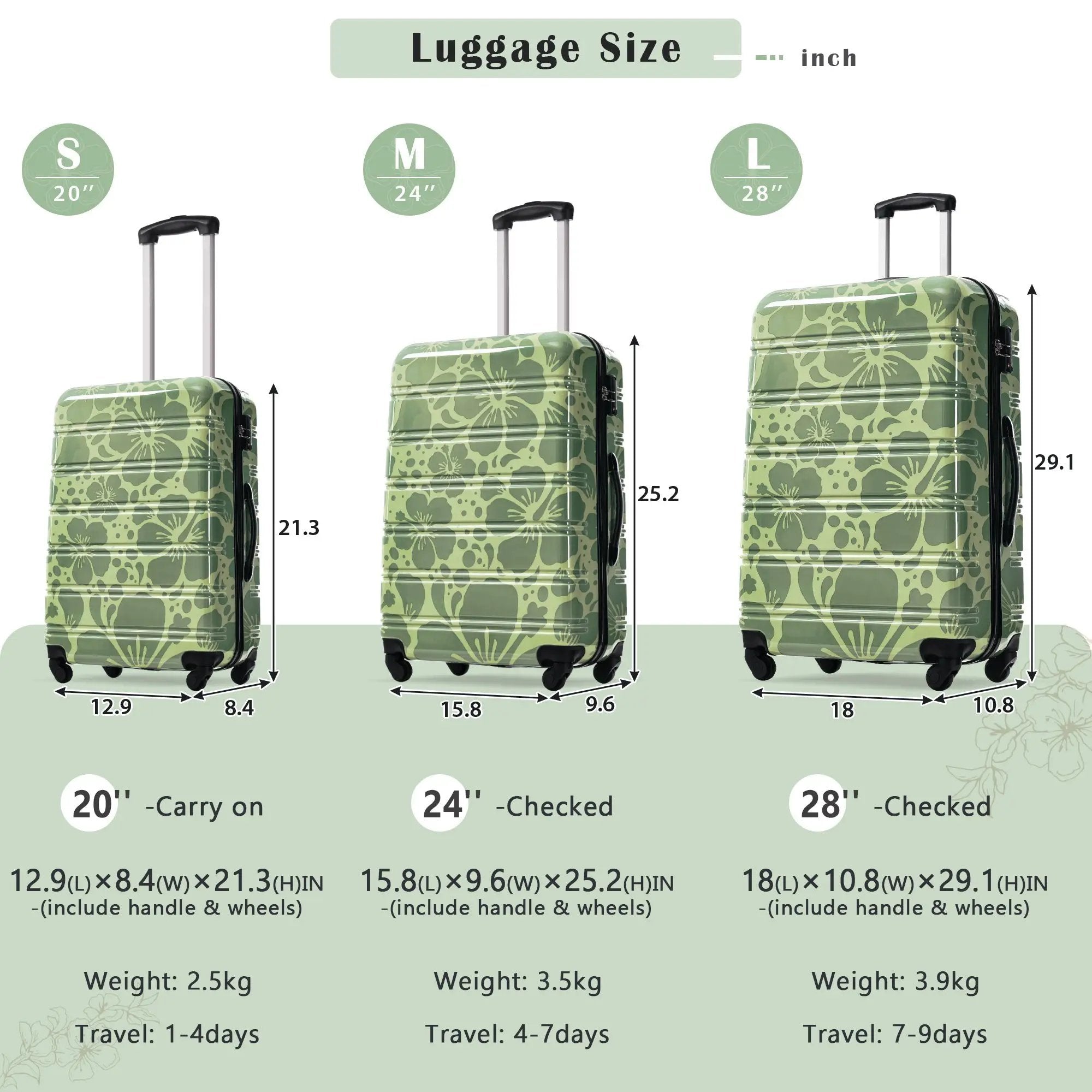 3-Piece Hard Shell Luggage Set – 20" 24" 28" by GigaTech by HouseOfZazla
