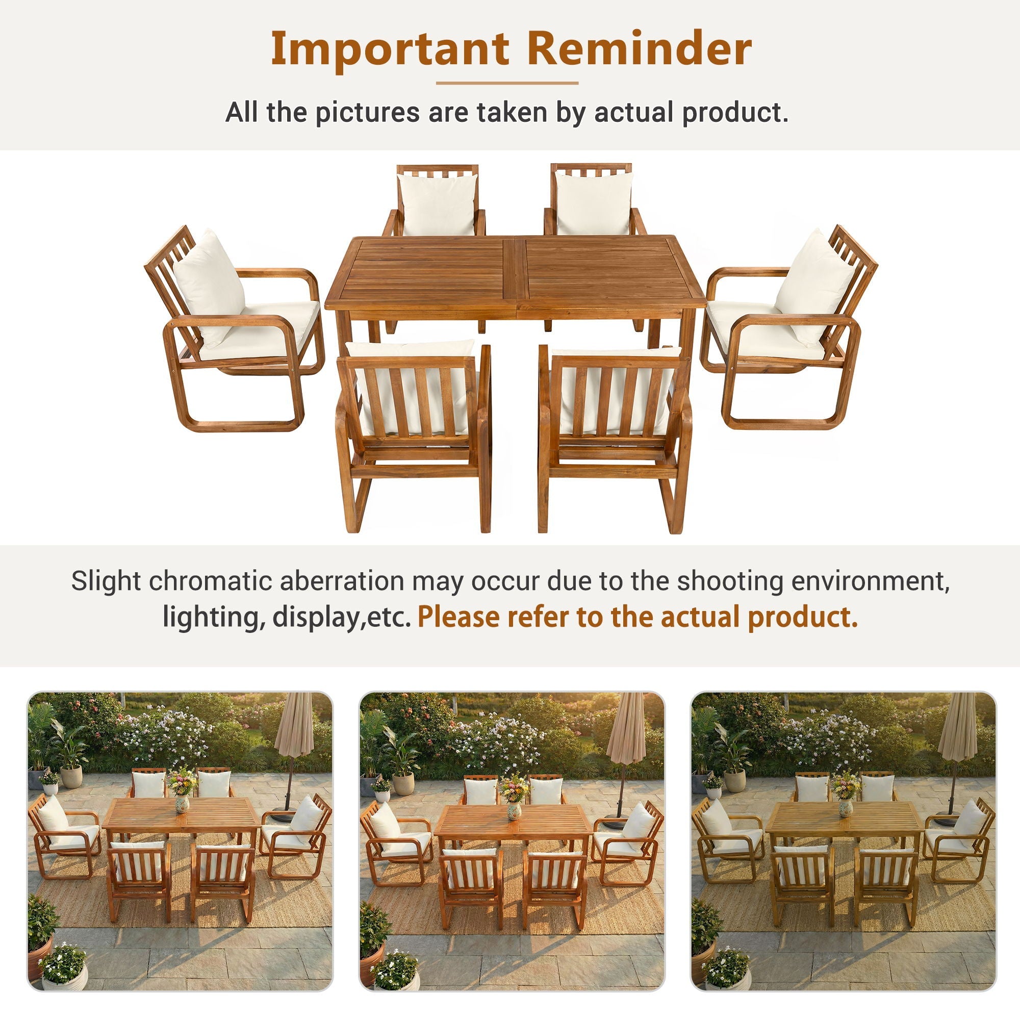 7 Piece Outdoor Patio Dining Set With Removable Cushions by HouseOfZazla