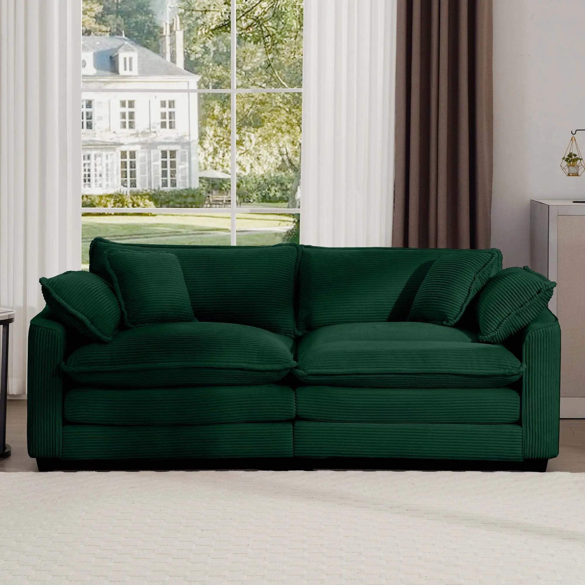 Modern 2 Seater With 4 Pillows, Upholstered Deep Seating Loveseat by Unique Piece Furniture