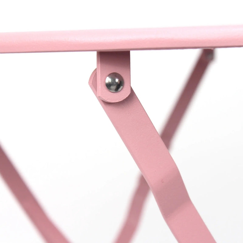 3 Pieces Patio Bistro Balcony Metal Chair Table Set - Pink by HouseOfZazla
