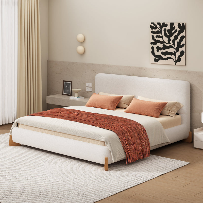 Elegant Boucle Upholstered Bed, Queen Size by HouseOfZazla