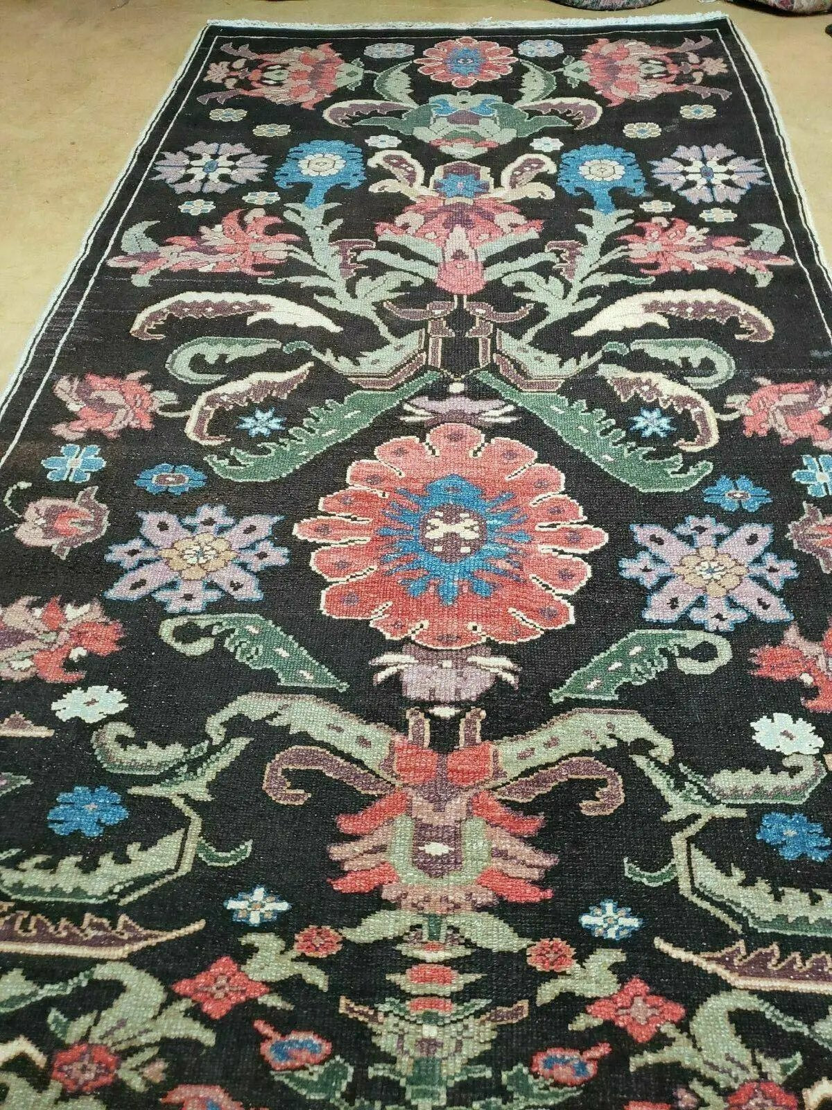 4' 5" X 16' 1" Antique Karabagh Caucasian Rug Handmade Wool Carpet Organic Dye by Jewel Rugs