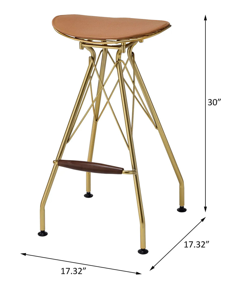 Dragea - Bar Stool (Set of 2) - Whiskey Synthetic Leather & Gold by Unique Piece Furniture