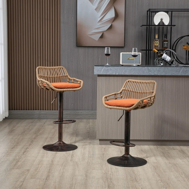 Modern Swivel Bar Stools Adjustable Counter Chairs With Footrest (Set of 2) by Unique Piece Furniture