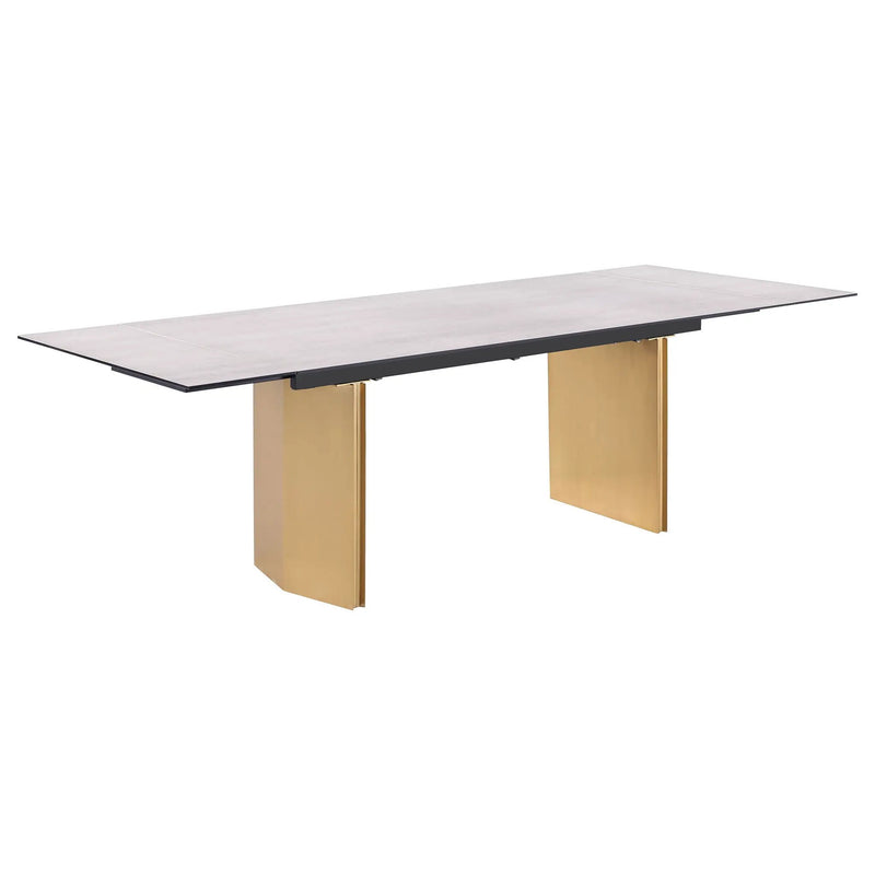 Vesa 97-inch Glass Top Extension Dining Table Beige by Unique Piece Furniture