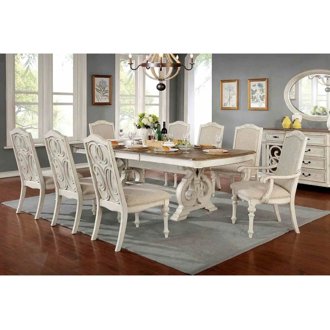 Rustic Dining Set With Table And Upholstered Chairs by Unique Piece Furniture