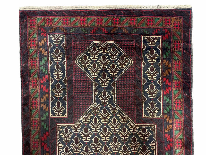 3x5 New Vintage Handmade Wool Rug Tribal Balouch Turkoman Prayer Rug Veggie Dyes by Jewel Rugs