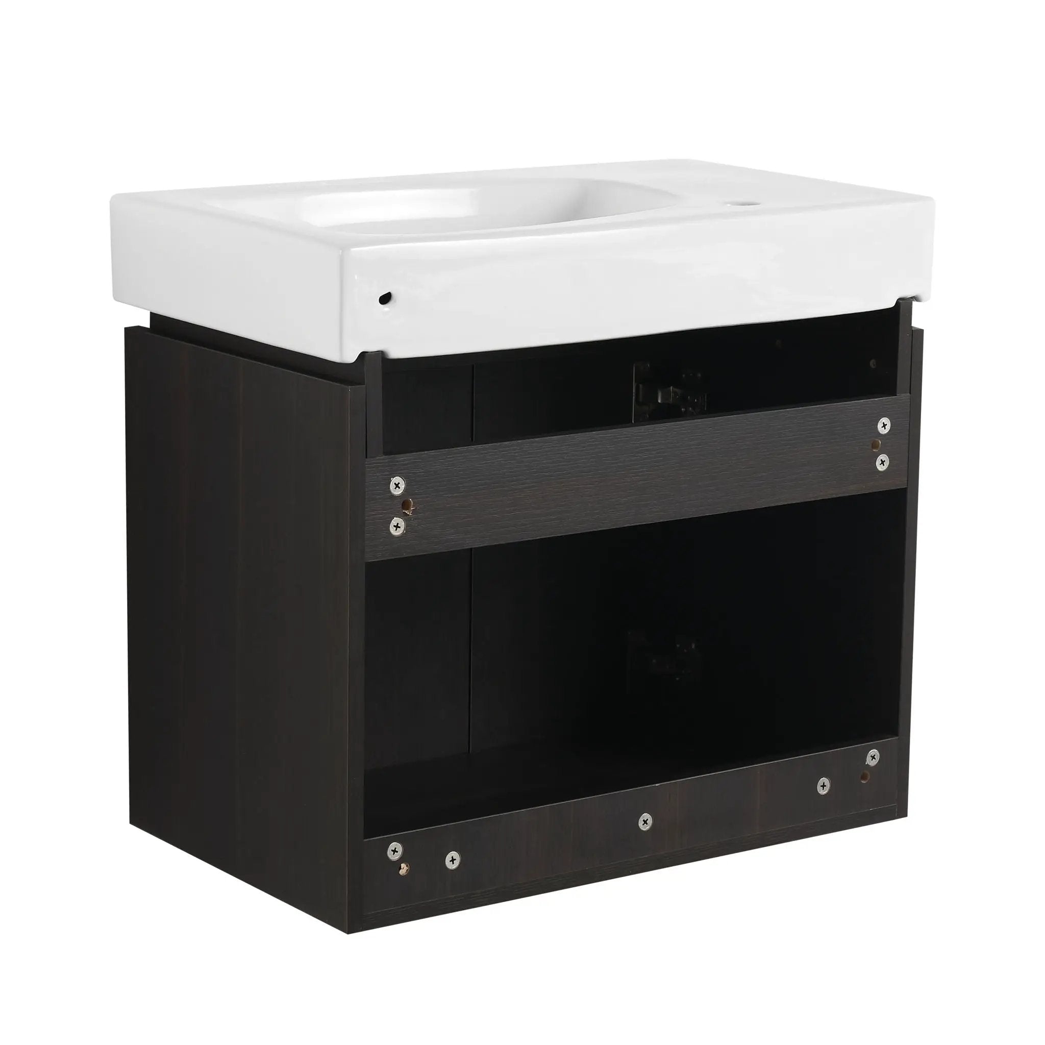 Modern Bathroom Vanity With Ceramic Basin, Wall Mounted Floating Sink Combo, Storage Cabinet by HouseOfZazla