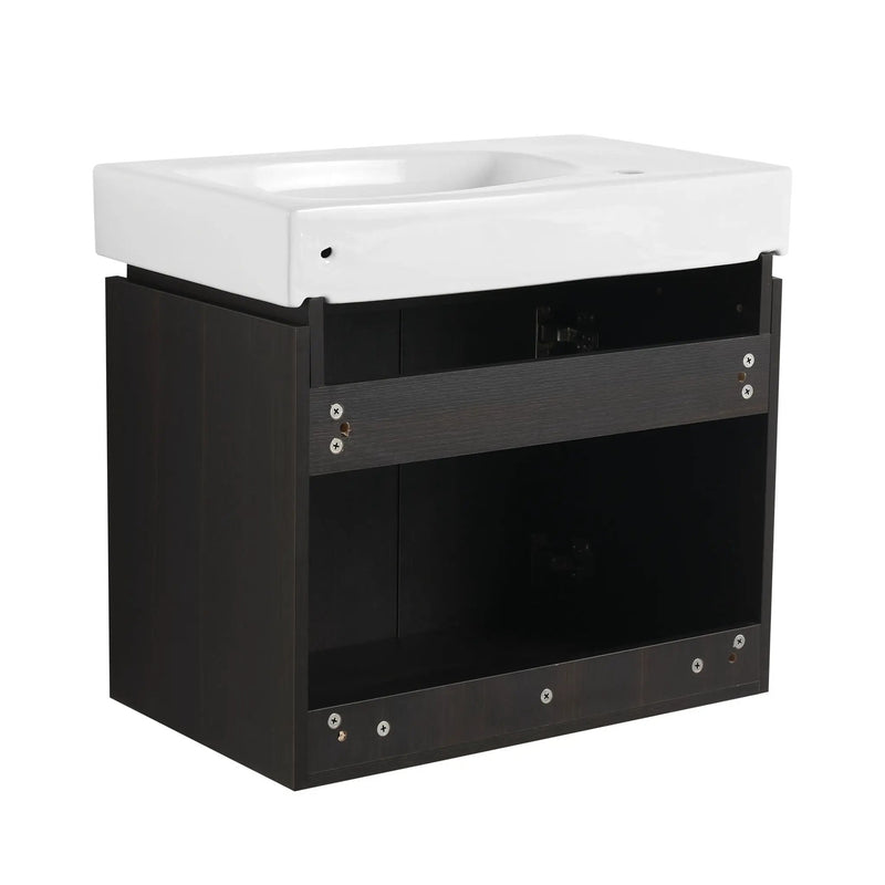 Modern Bathroom Vanity With Ceramic Basin, Wall Mounted Floating Sink Combo, Storage Cabinet by HouseOfZazla