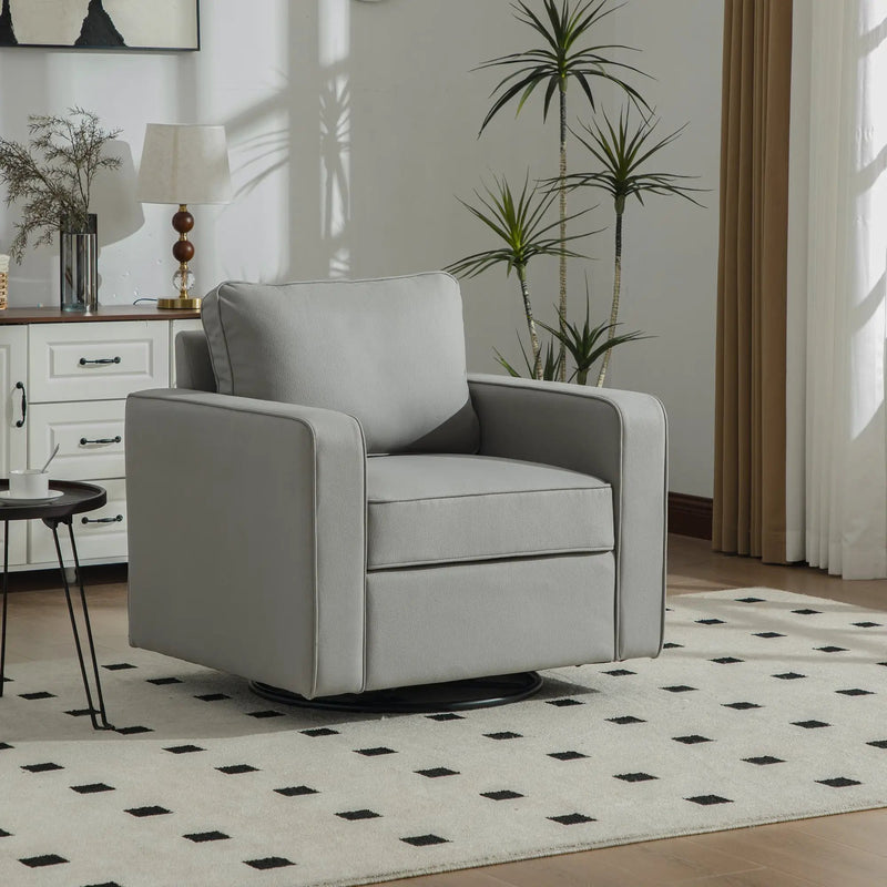 33.6''W Upholstered 360° Swivel Armchair with Hidden Storage by HouseOfZazla