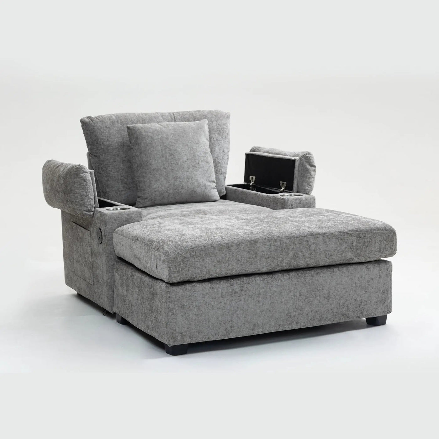 Modern Oversized Chair With Ottoman, Cupholders And USB Charging Ports by Unique Piece Furniture