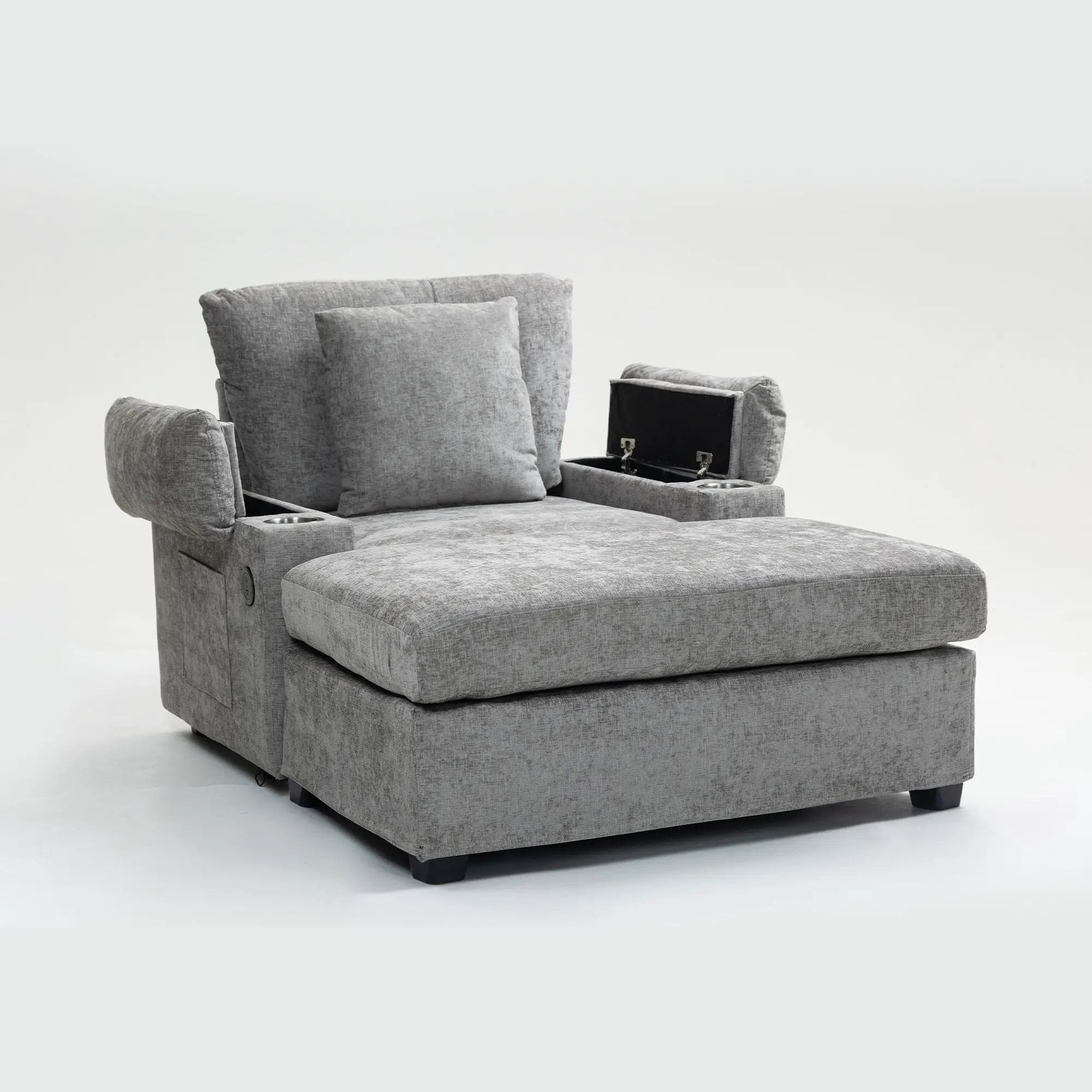 Modern Oversized Chair With Ottoman, Cupholders And USB Charging Ports by Unique Piece Furniture
