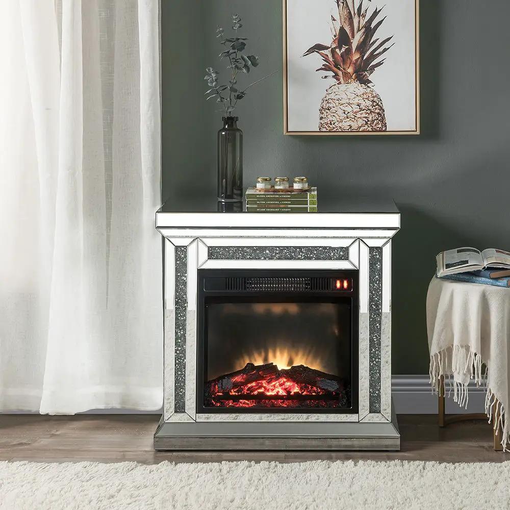 Noralie - 29" Fireplace - Mirrored & Faux Diamonds by Unique Piece Furniture