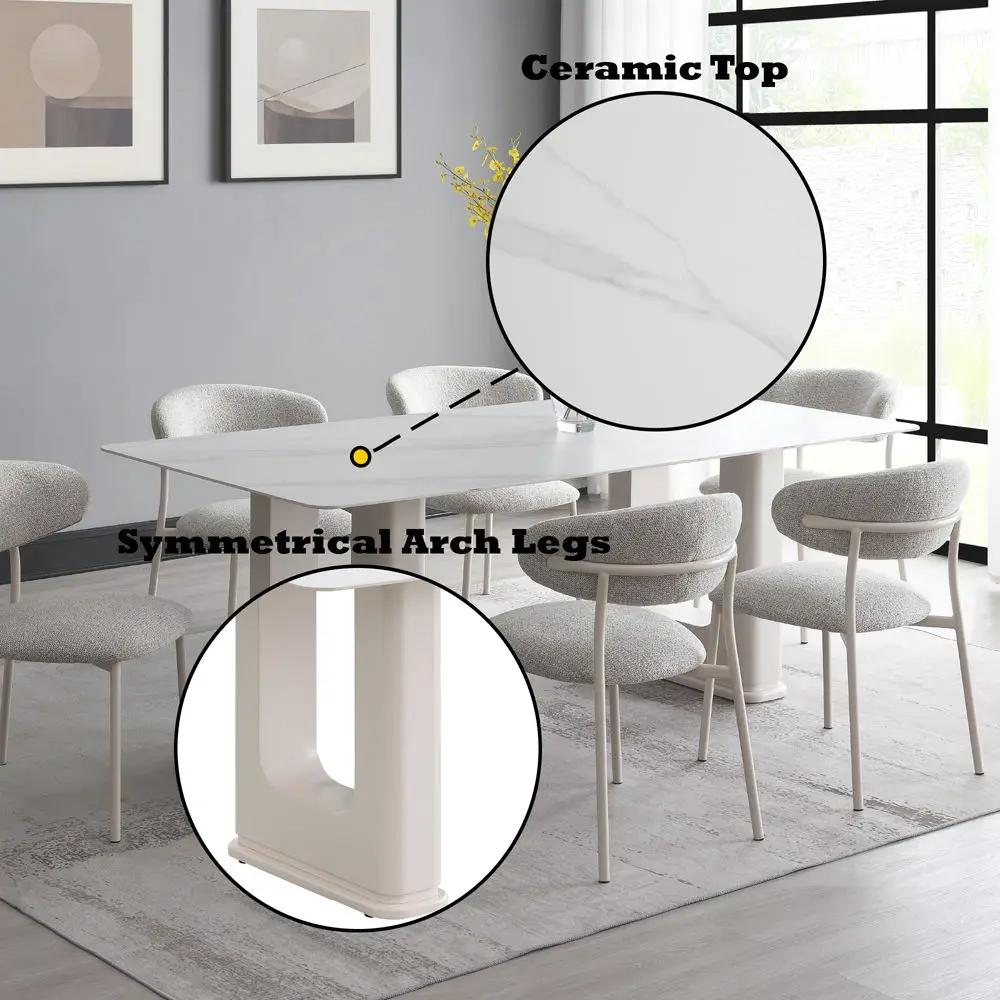 Kalam - Dining Table - Ceramic Top & Beige by Unique Piece Furniture