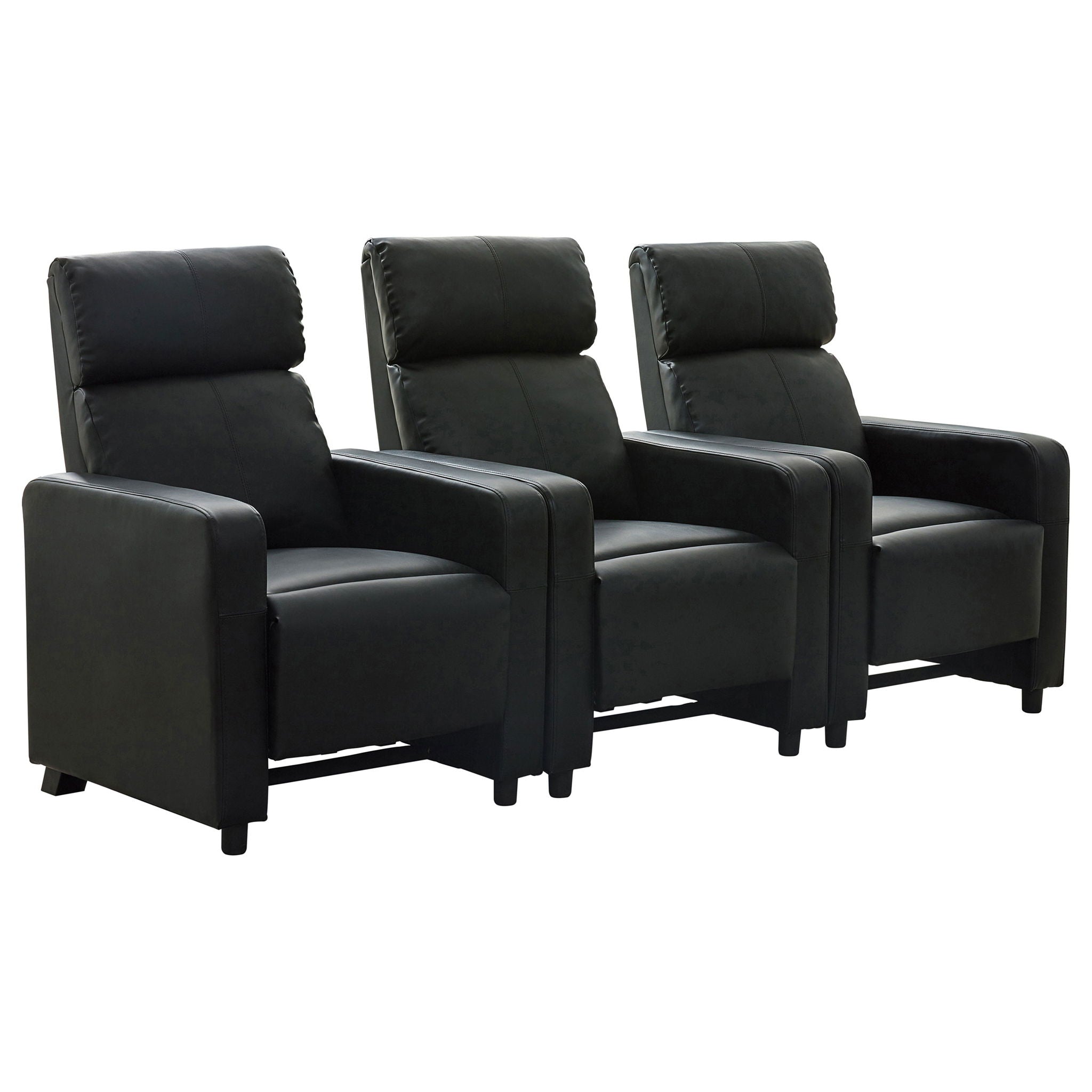 Warren - 3 Seater Reclining Home Theater - Black by HouseOfZazla